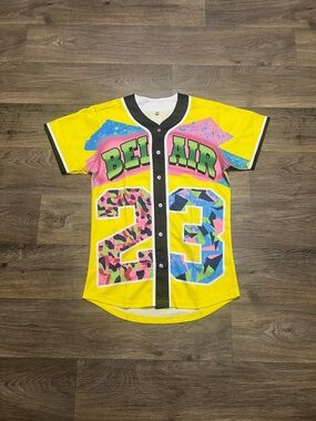 Fresh Prince of Bel Air Baseball Jersey # 23 Yellow Black White 90s Size Medium
